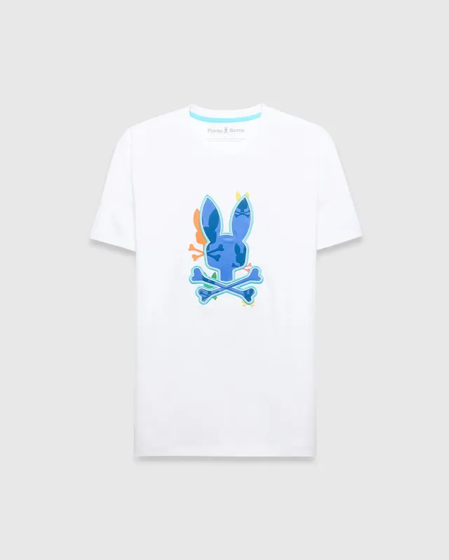 Psycho Bunny Men's Tees Tanner Bunny Graphic Tee maglietta bianca
