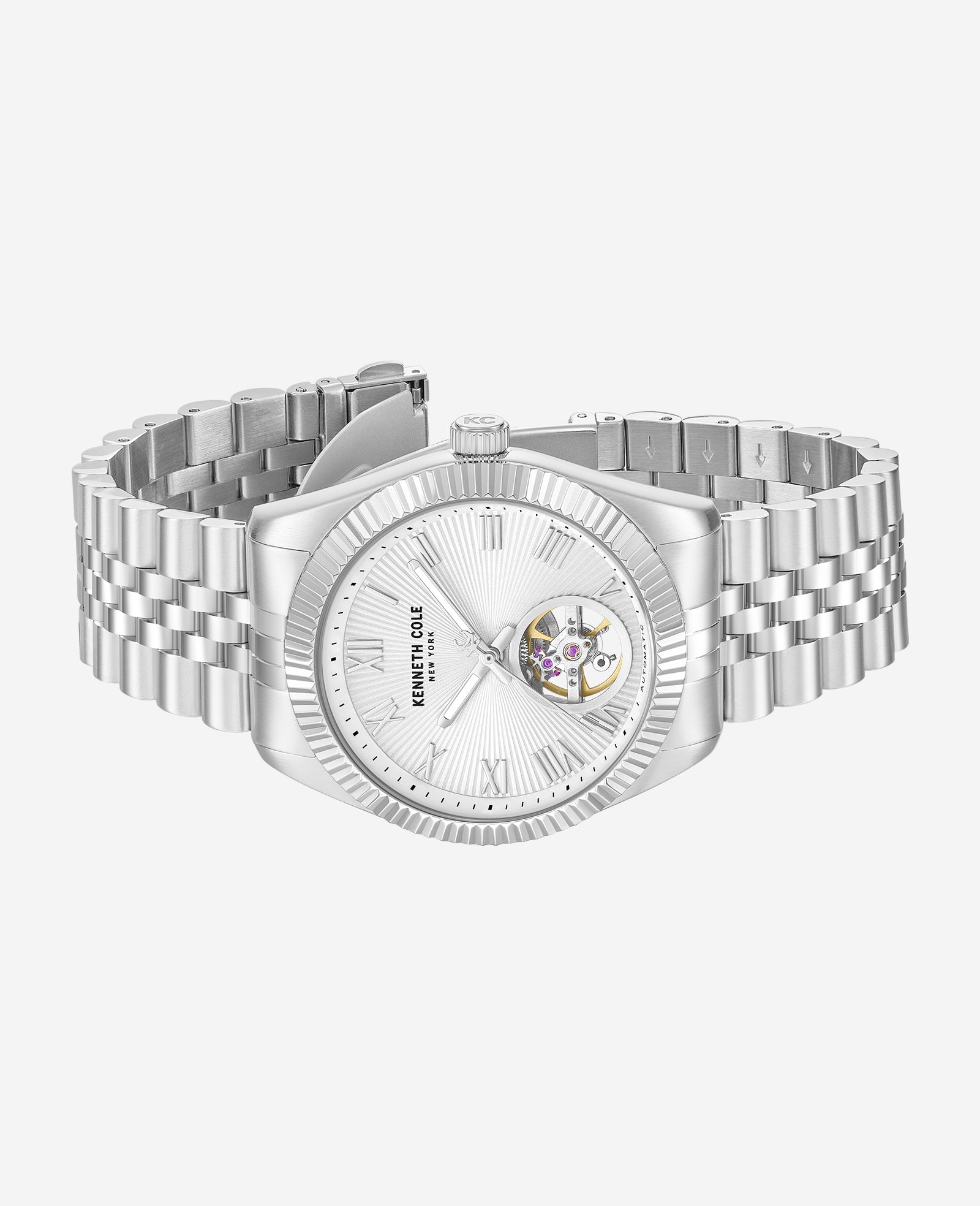 Kenneth Cole Reaction Watches Open Heart Automatic Bracelet Watch orologio Silver, automatico