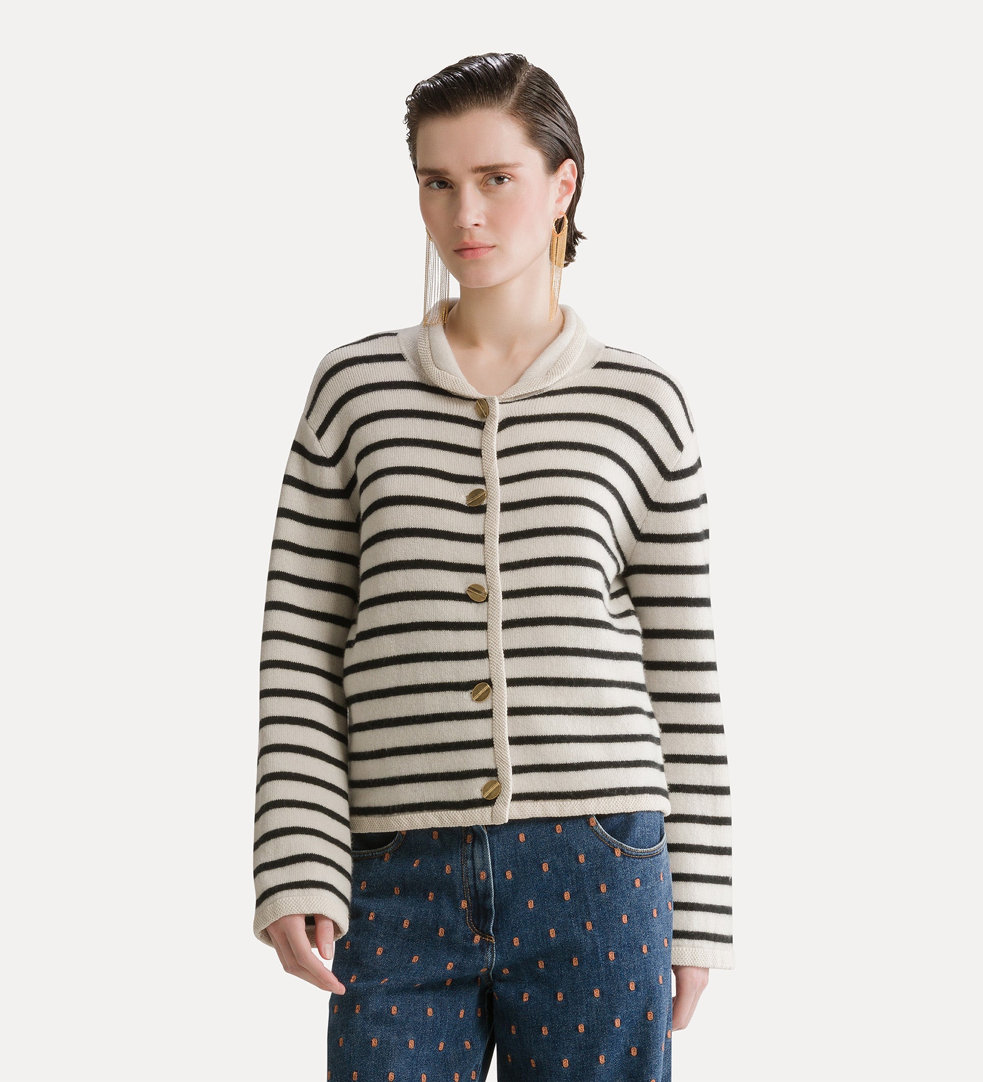Forte maglieria wool and cashmere knitted jacket giacca pure righe