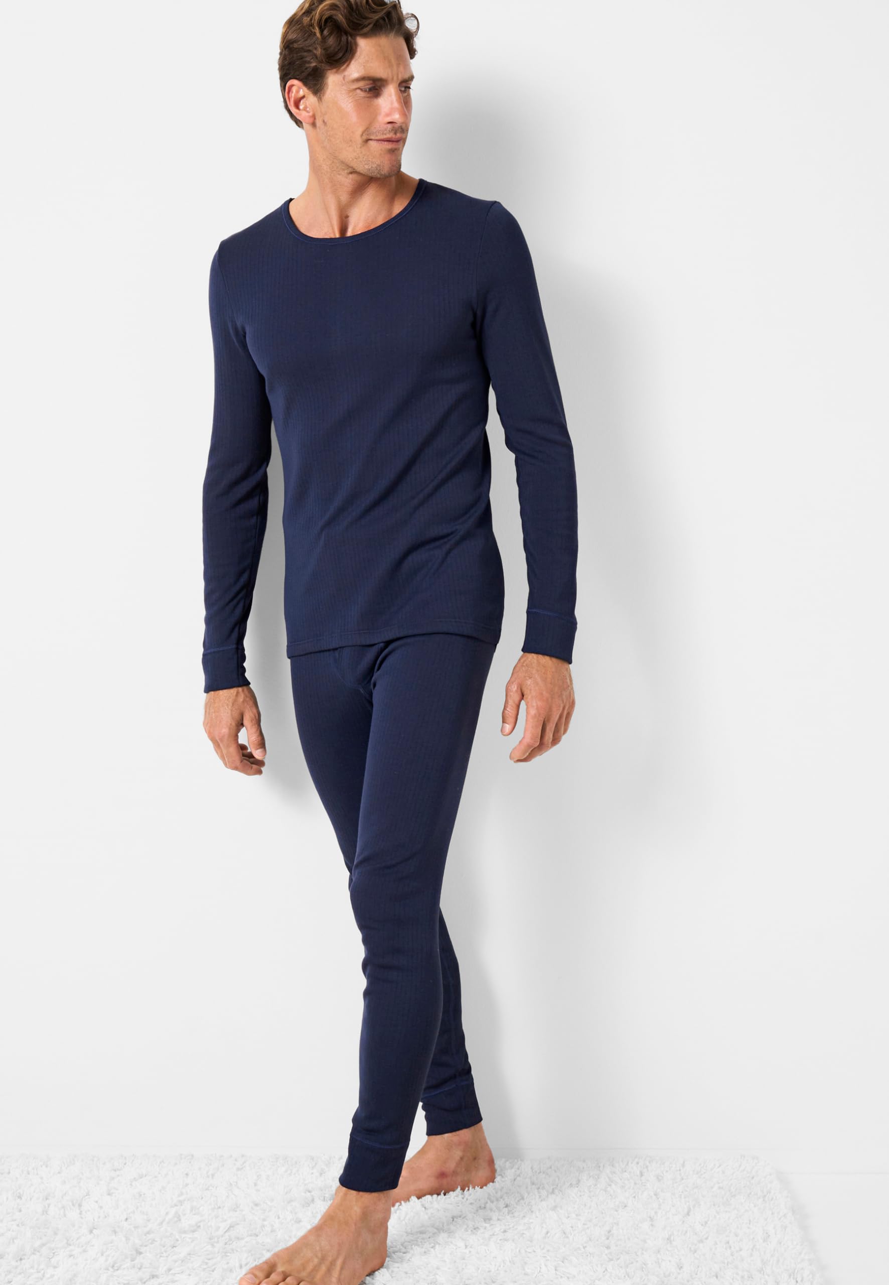 Damart Thermolactyl T-shirt con scollo tondo a coste felpate maniche lunghe uomo