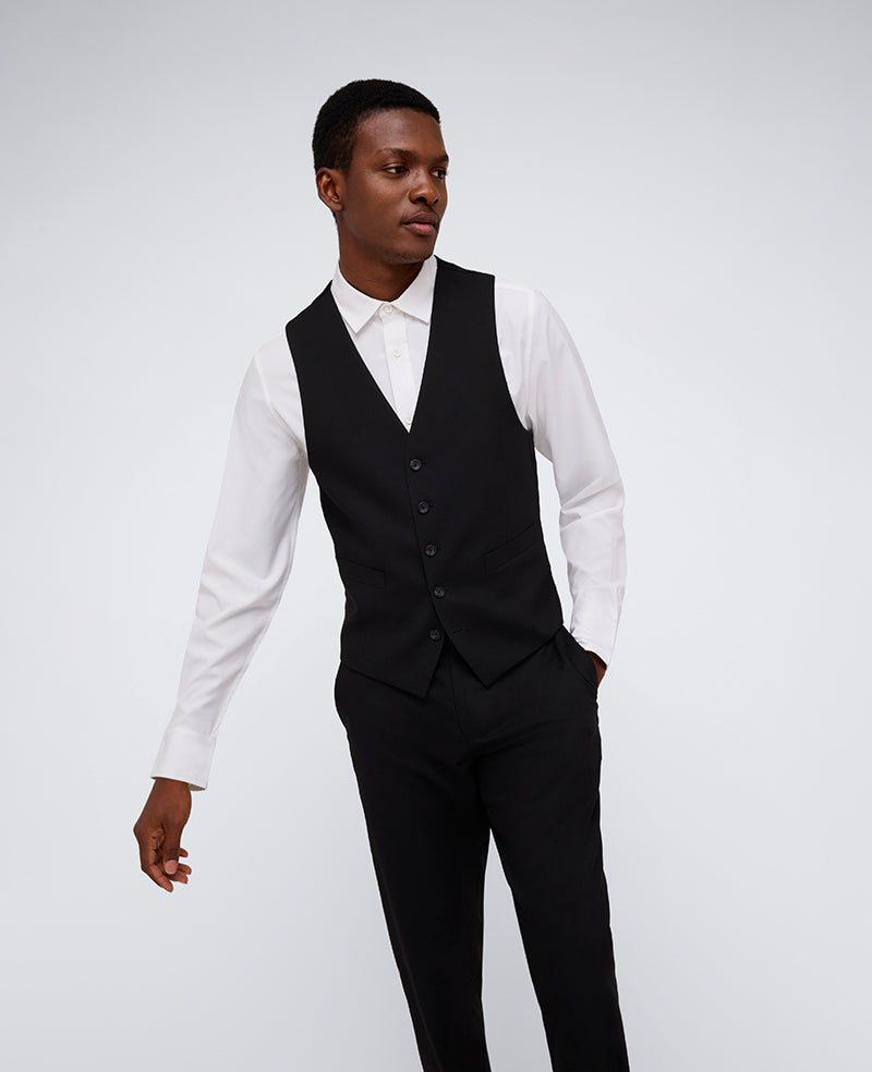 Kenneth Cole Reaction Ready Flex Slim-Fit Suit Separate Vest gilet nero stretch
