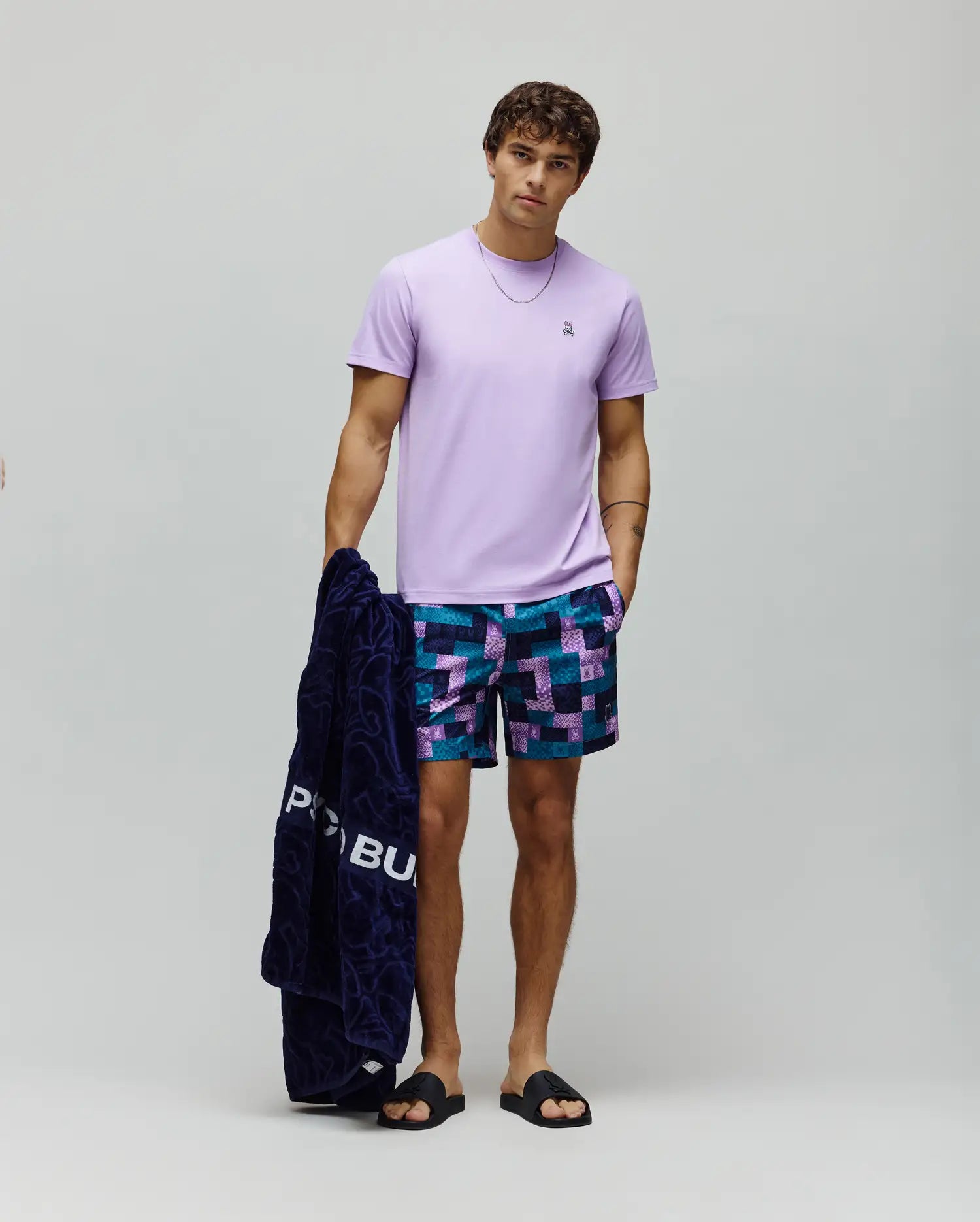 Psycho Bunny Men's Tees Classic Crew Neck Tee B6U014F200 maglietta lavanda cotone Pima