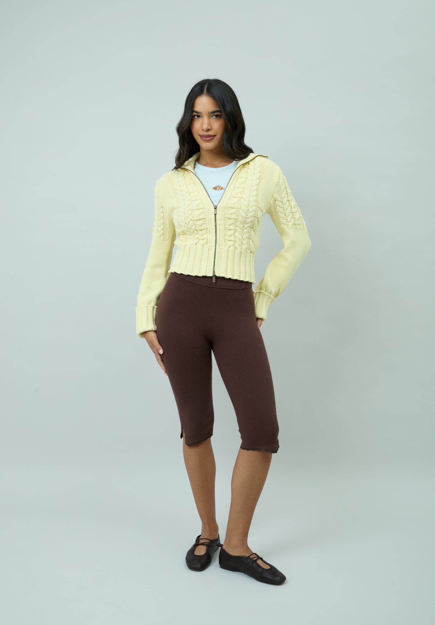 House Of Sunny Women's Knitwear Butter Cable Knit Peggy maglia in cotone