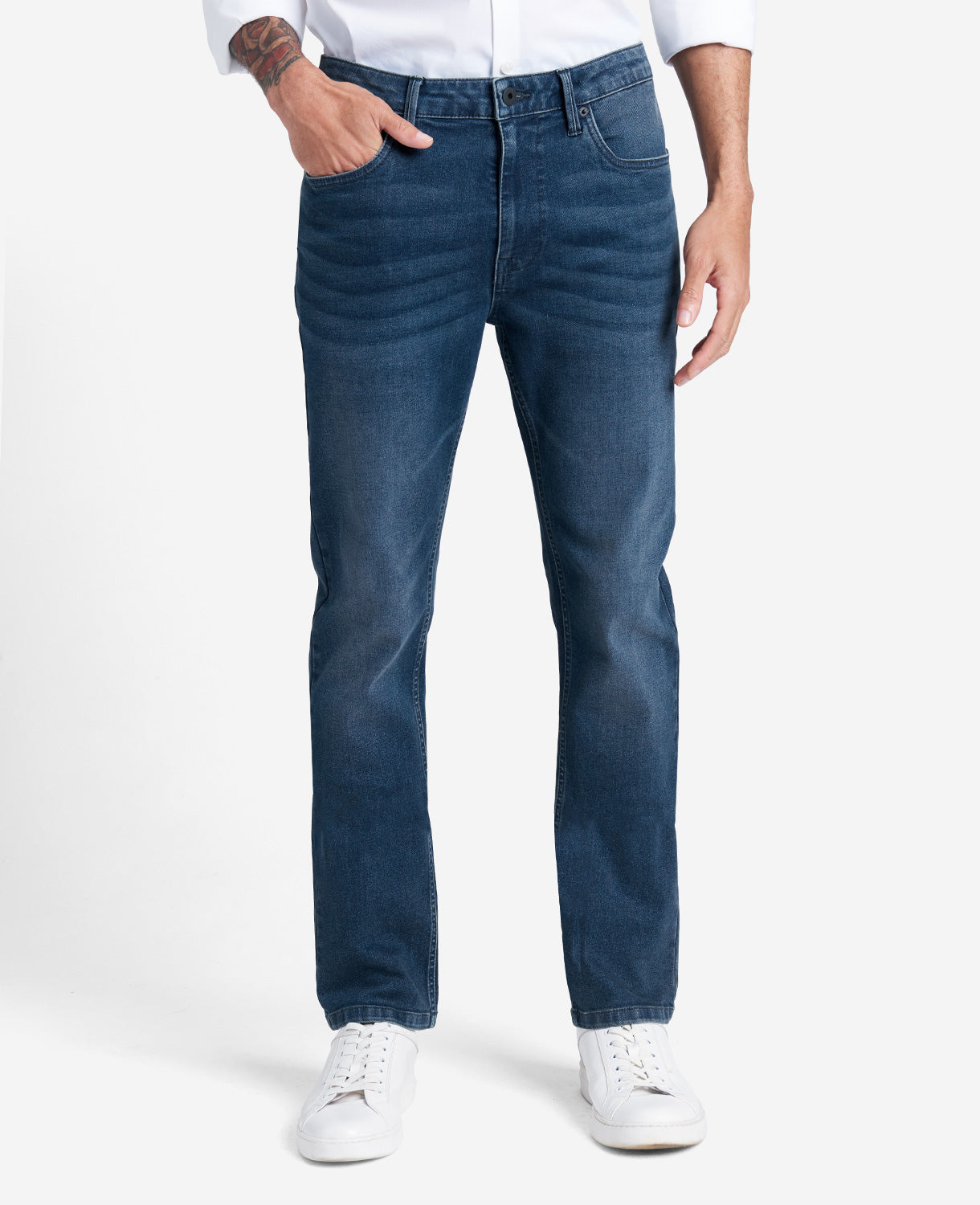 Kenneth Cole Reaction Clothing Slim-Fit Recycled Stretch Denim Jean jeans Leroy blu medio
