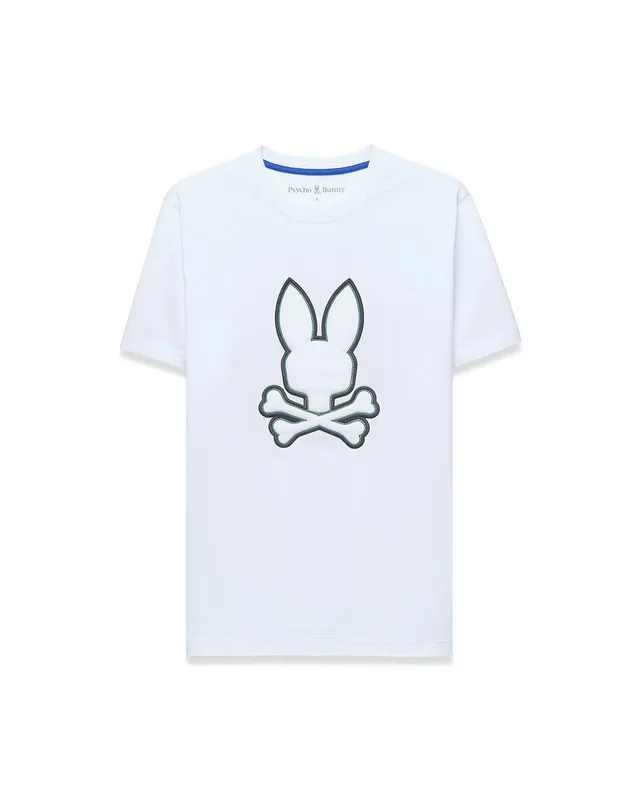Psycho Bunny Men's Tees Bruno Graphic Tee maglietta bianca 100, cotone