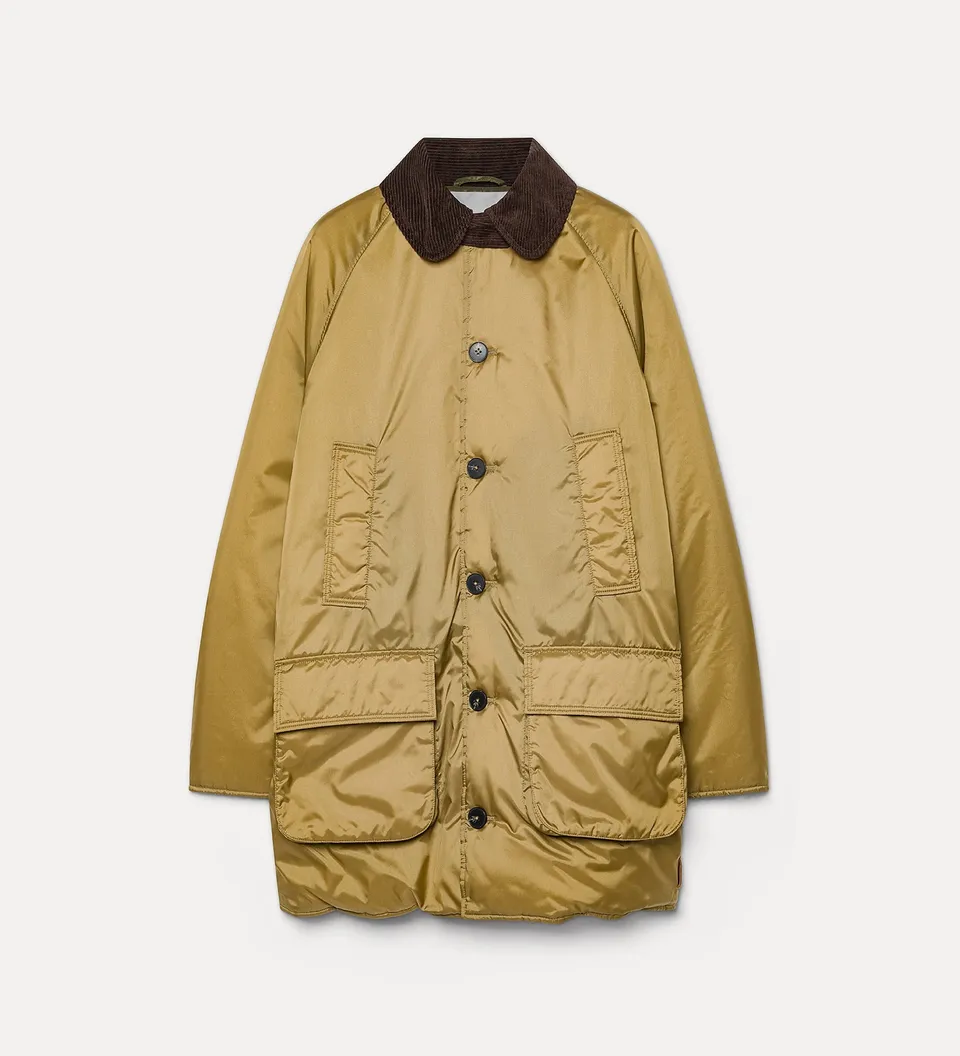 Forte capispalla e kimono nylon midi british jacket giacca giallo oro