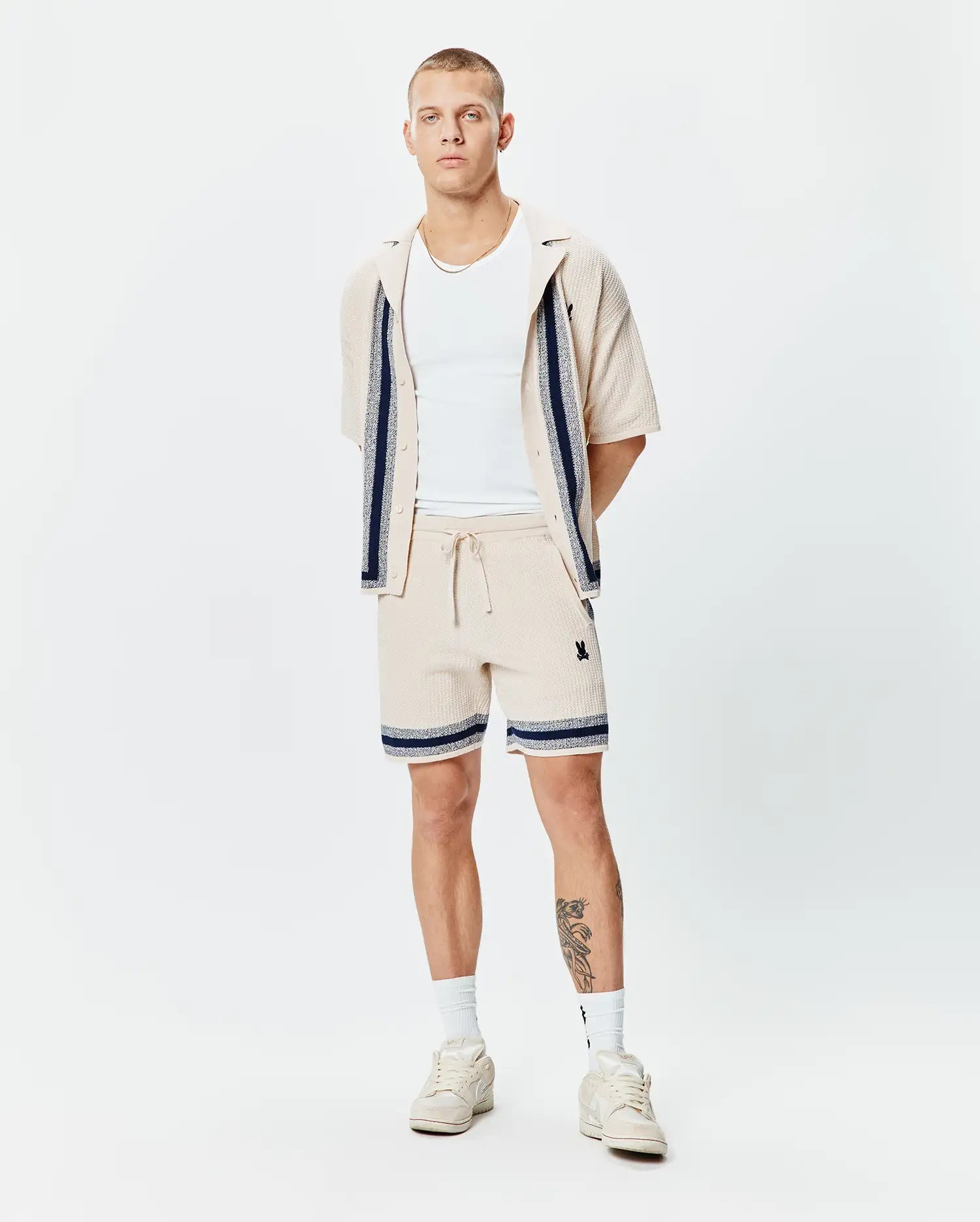 Psycho Bunny Men's Shorts Giles Knit Short 7" shorts beige cotone