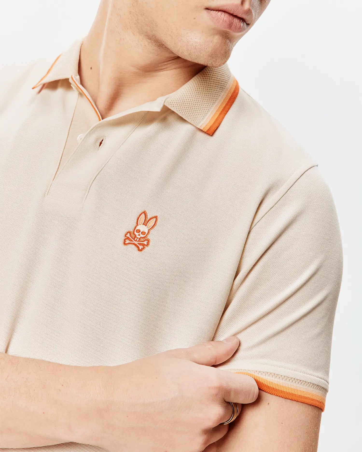 Psycho Bunny Men's Polos Holden Pique Polo polo beige cotone Pima