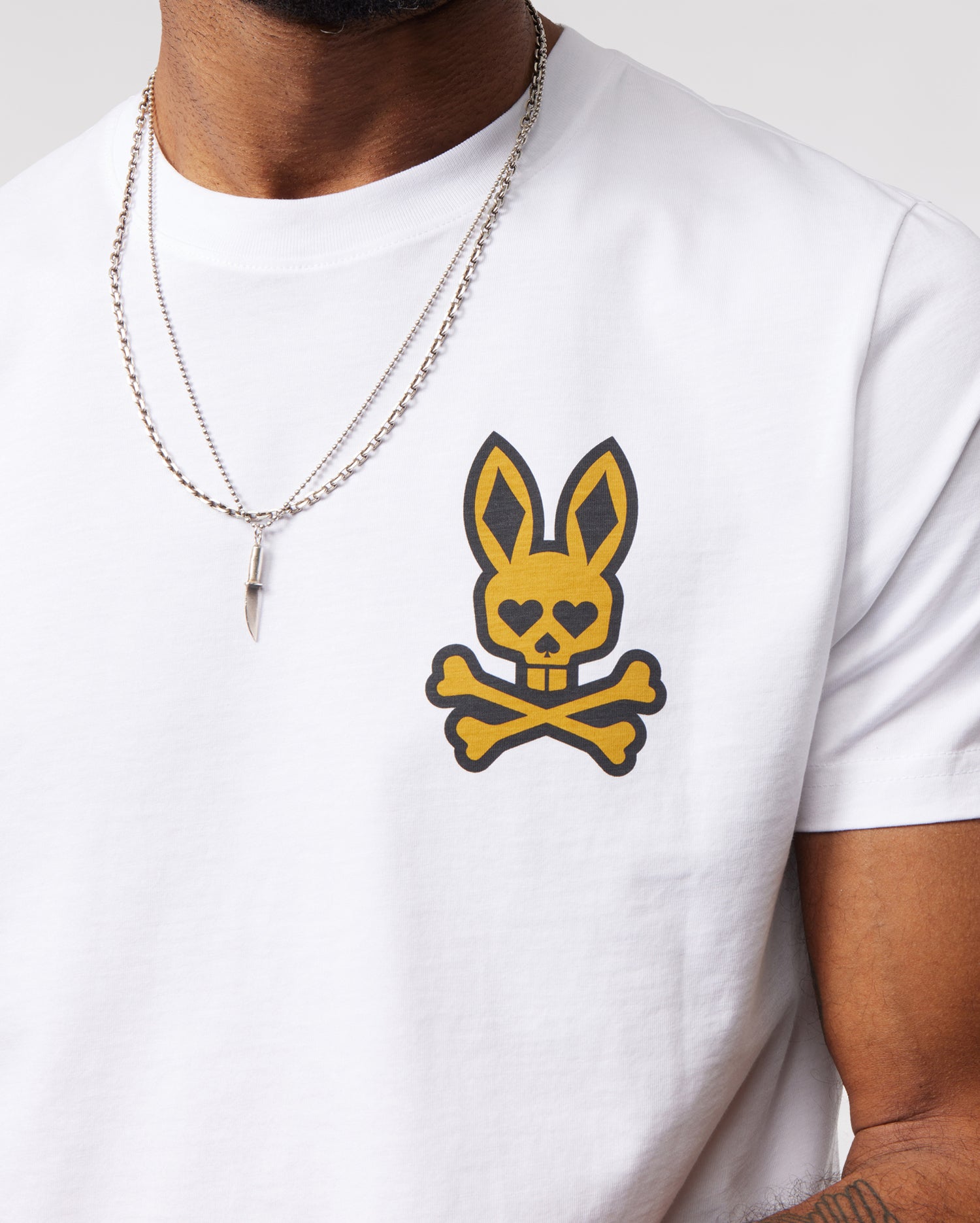 Psycho Bunny Men's Tees Vegas City Tee B6U967X1PC T-shirt bianca in cotone Pima