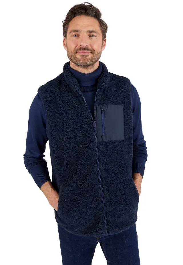 Damart Prêt-à-porter Giacca senza maniche in rete pecora uomo blu S