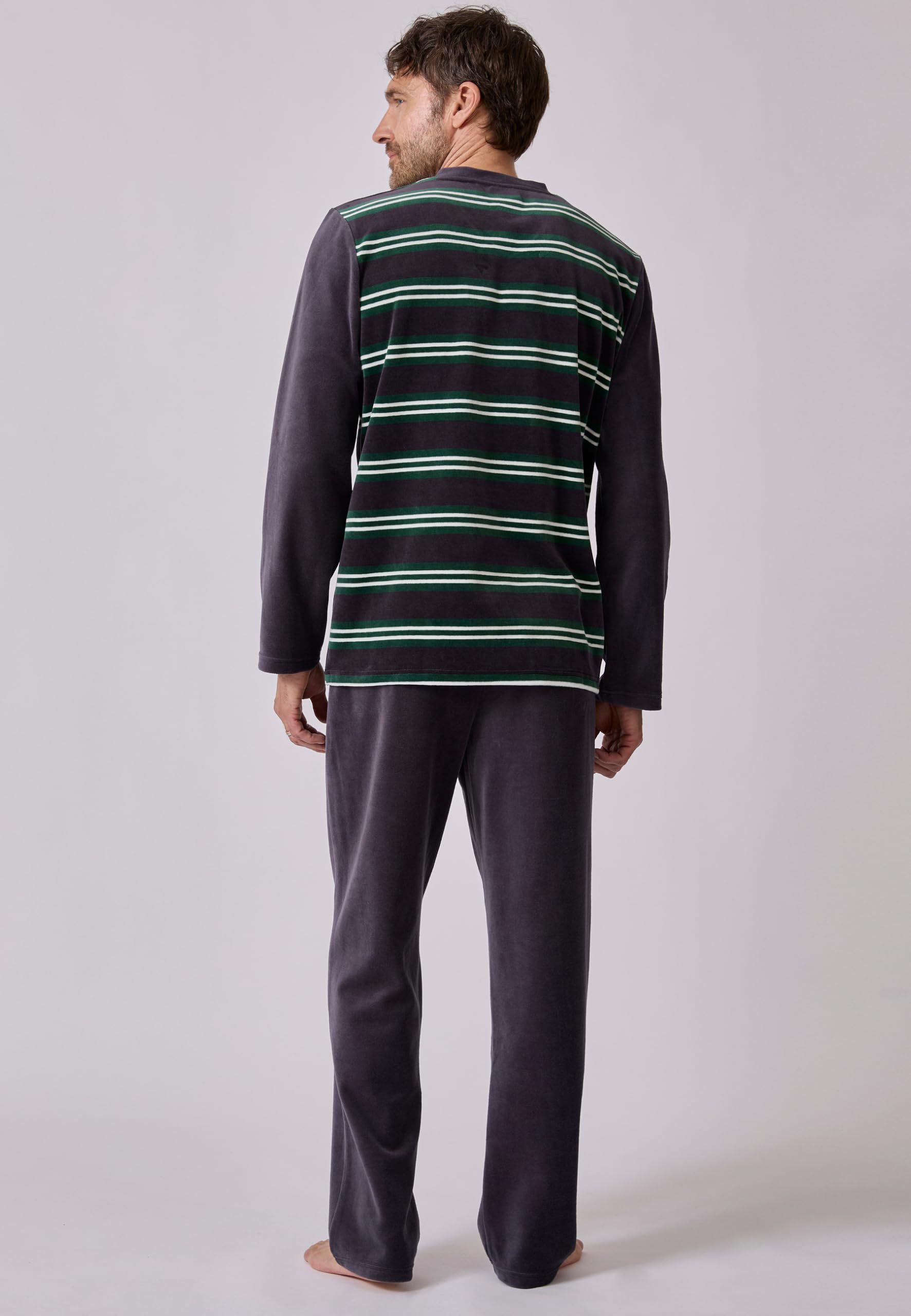 Damart Homewear pigiama uomo taglia S grigio a righe in velluto