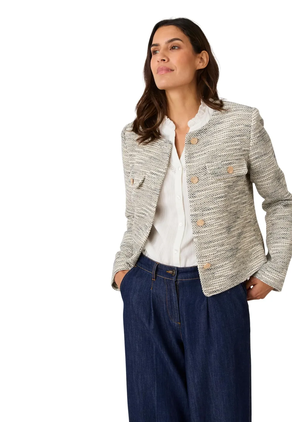 Damart Prêt-à-porter Giacca da donna effetto tweed 44 corta foderata