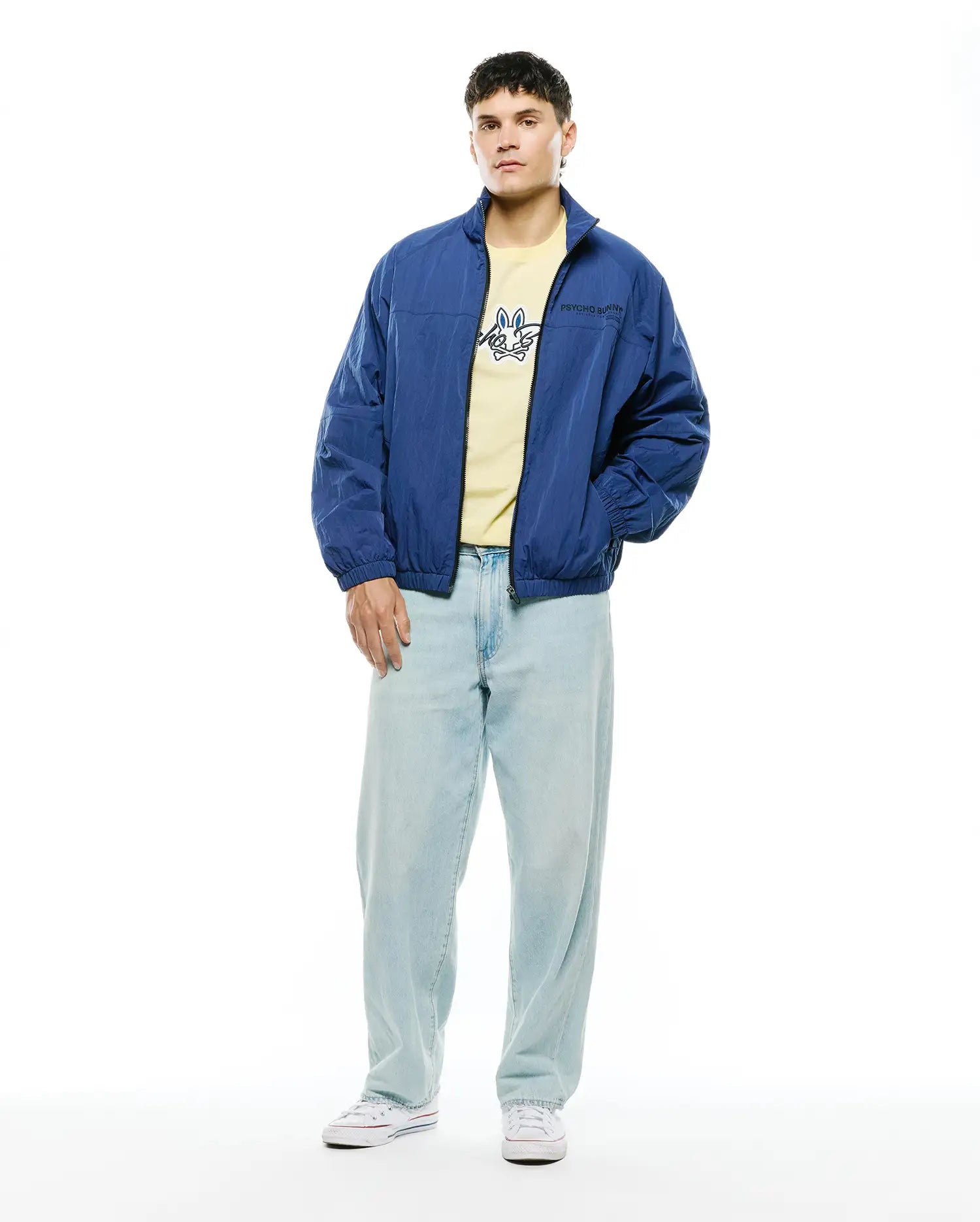 Psycho Bunny Jackets MEN'S ALDER NYLON JACKET MT0500243 giacca blu in nylon leggera
