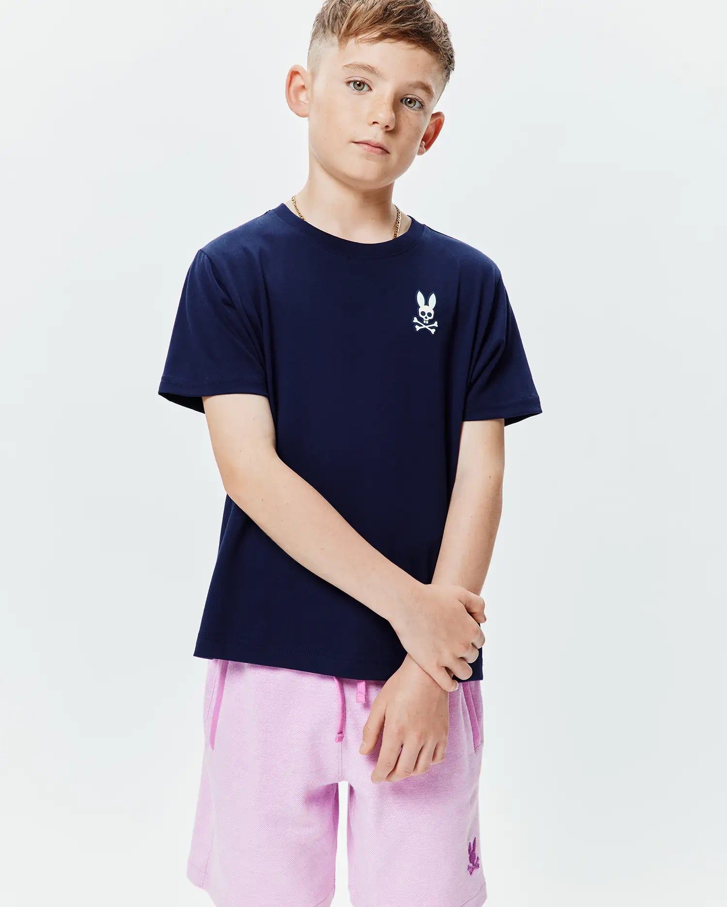 Psycho Bunny Kids Tees Frank maglietta blu in cotone Pima