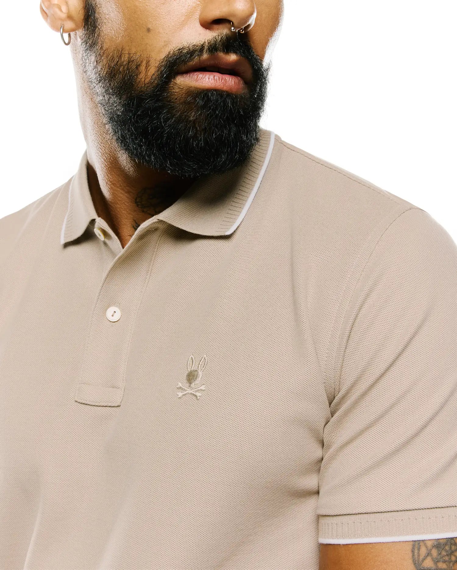 Psycho Bunny Men's Polos Ringston Pima Pique polo beige cotone Pima