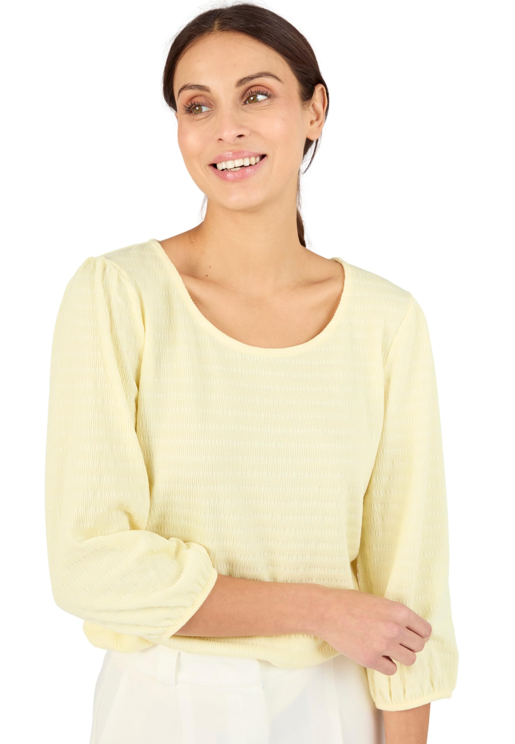 Damart Prêt-à-porter Maglietta donna a maglia testurizzata Giallo Pallido 54-56