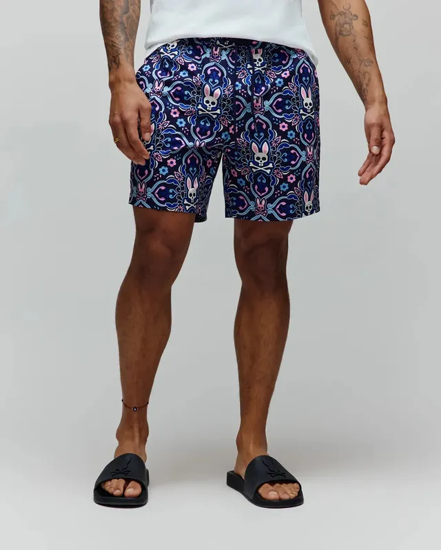 Psycho Bunny Men's Swimwear Luke Swim Trunk 6 costume blu paisley