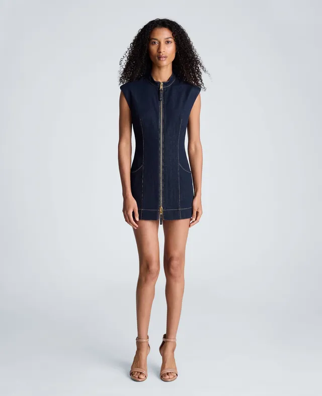 Kenneth Cole Reaction Clothing Padded Shoulder Mini Dress abito mini indigo denim