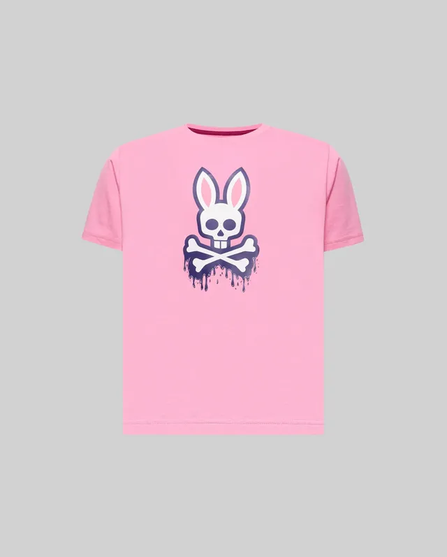Psycho Bunny Kids Tees Carl Graphic Tee maglietta rosa, cotone Pima