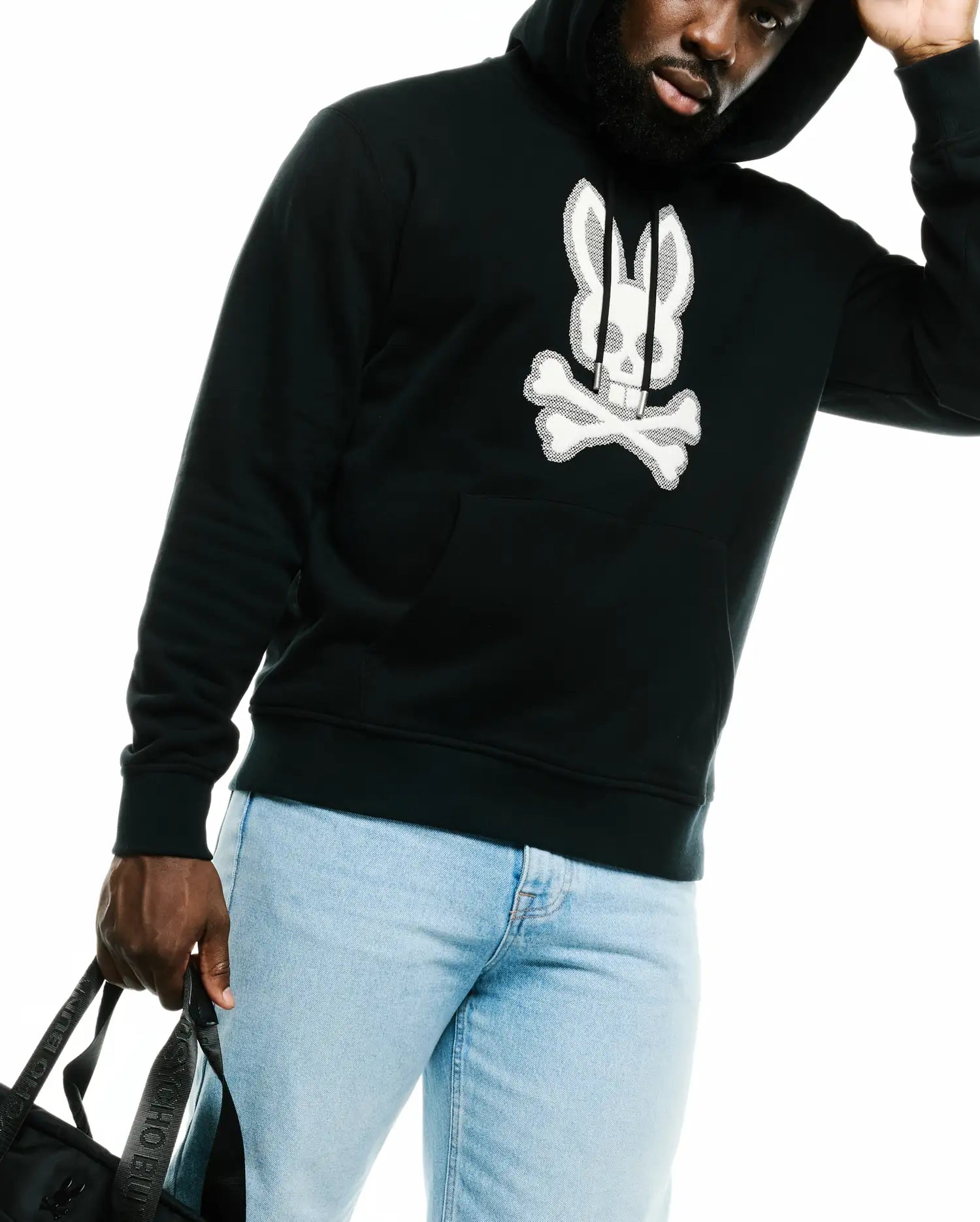 Psycho Bunny Samson felpa con cappuccio nera in cotone