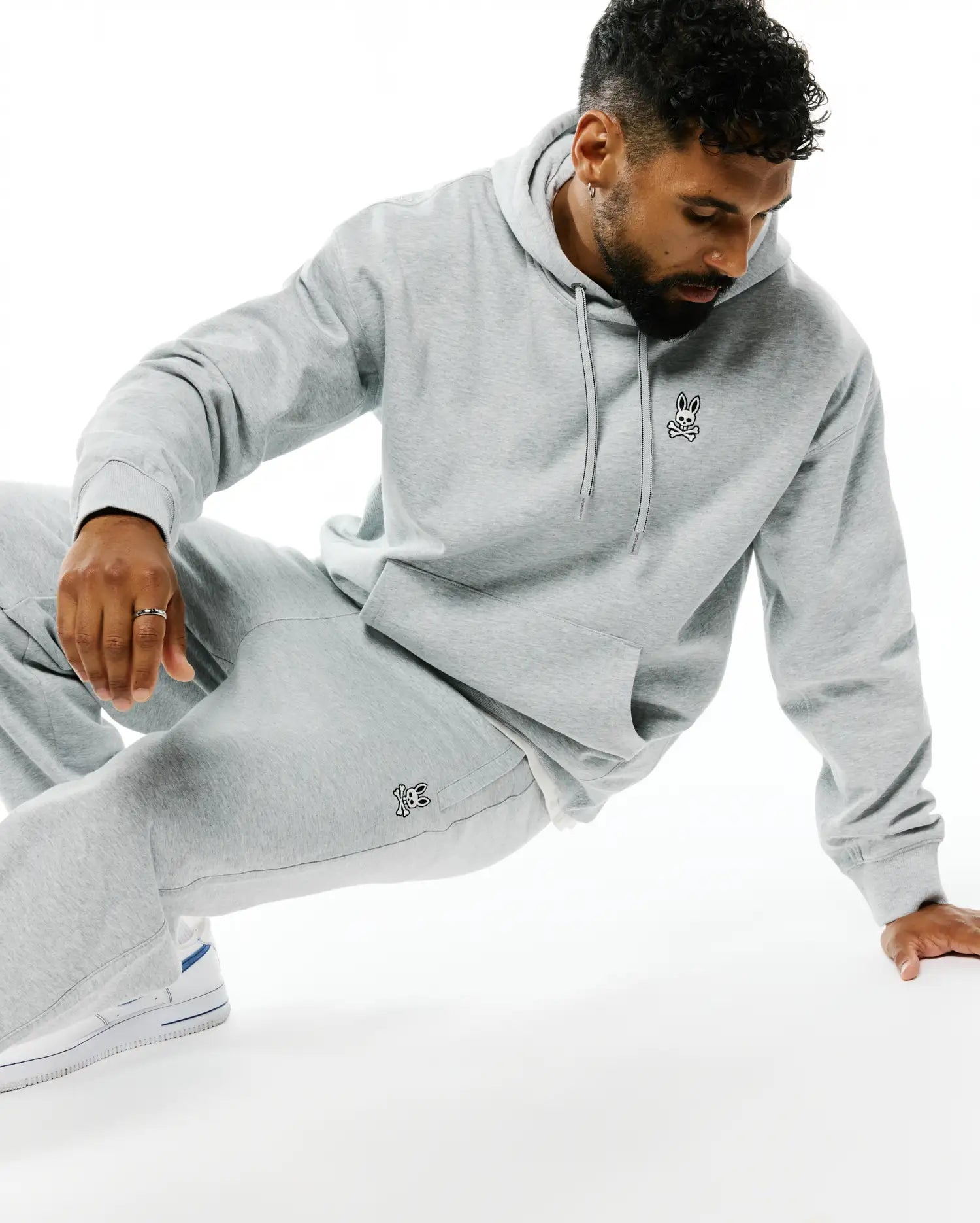 Psycho Bunny Terrence Fleece Hoodie MT0500254 felpa grigia XXS-XXXL