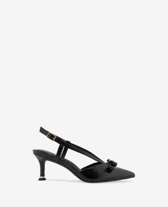 Kenneth Cole Reaction Umayra Snake Slingback Kitten Heel scarpe nere stampa serpente