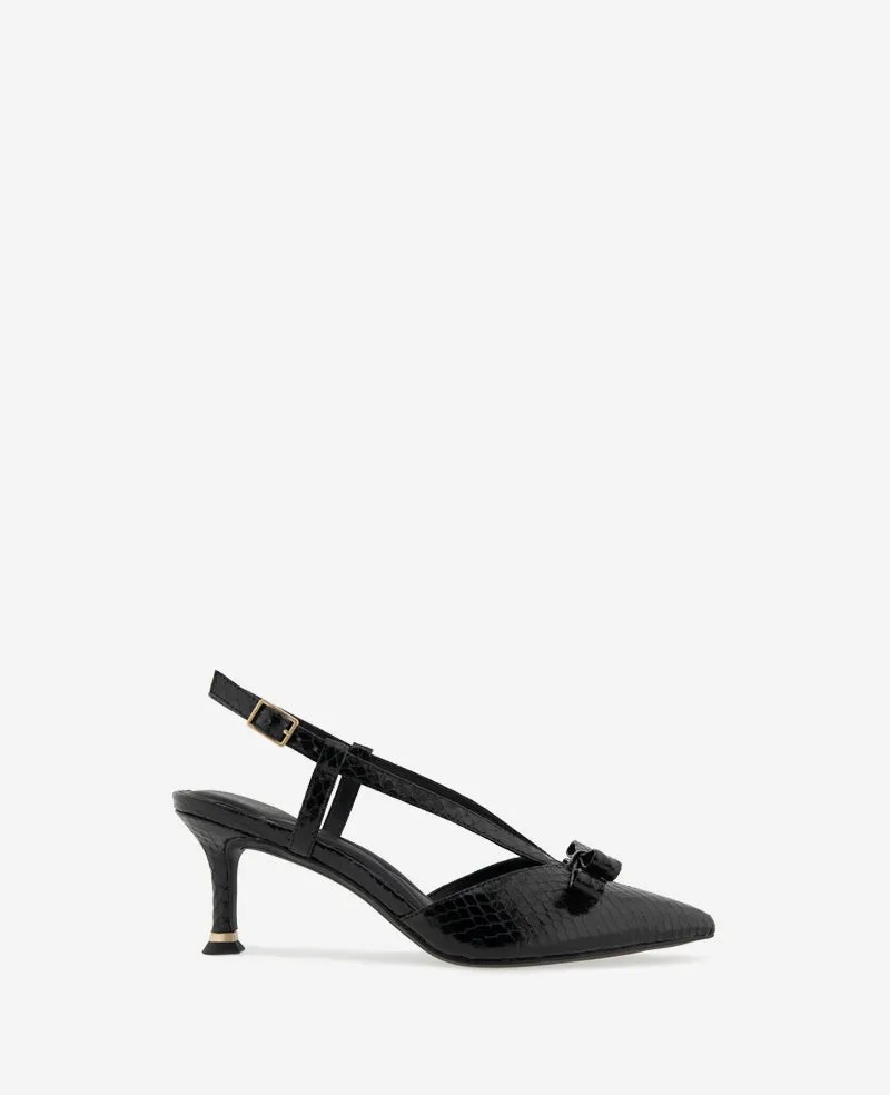 Kenneth Cole Reaction Umayra Snake Slingback Kitten Heel scarpe nere stampa serpente