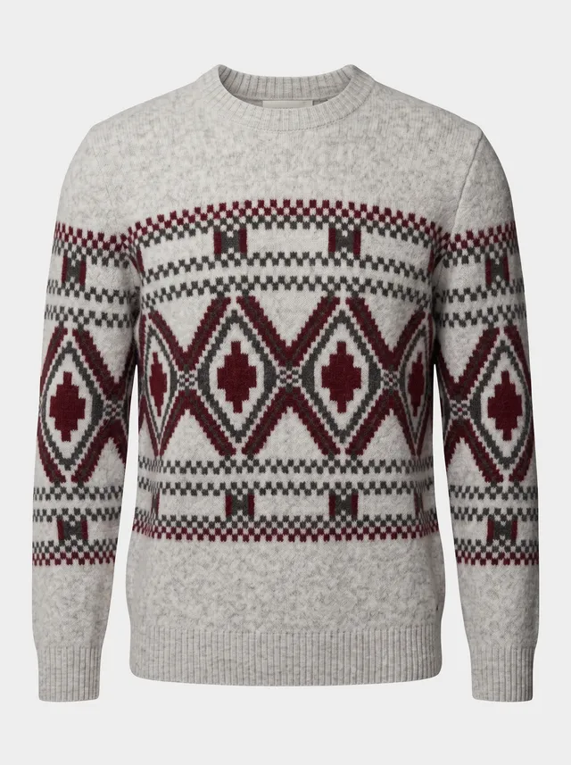 Markup Uomo Maglieria Maglione Girocollo Jacquard Etnico