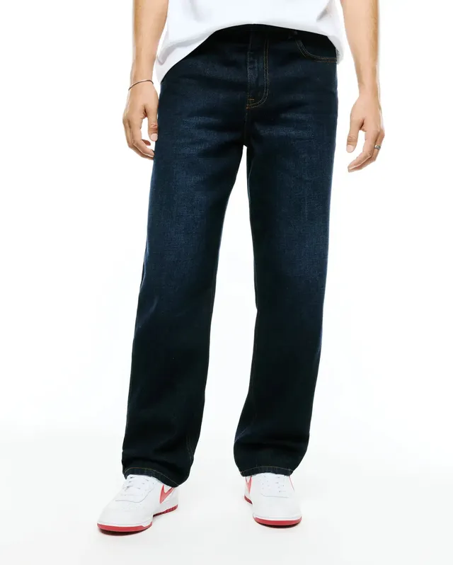 Psycho Bunny Men's Pants Beck Oversized jeans blu/nero in cotone