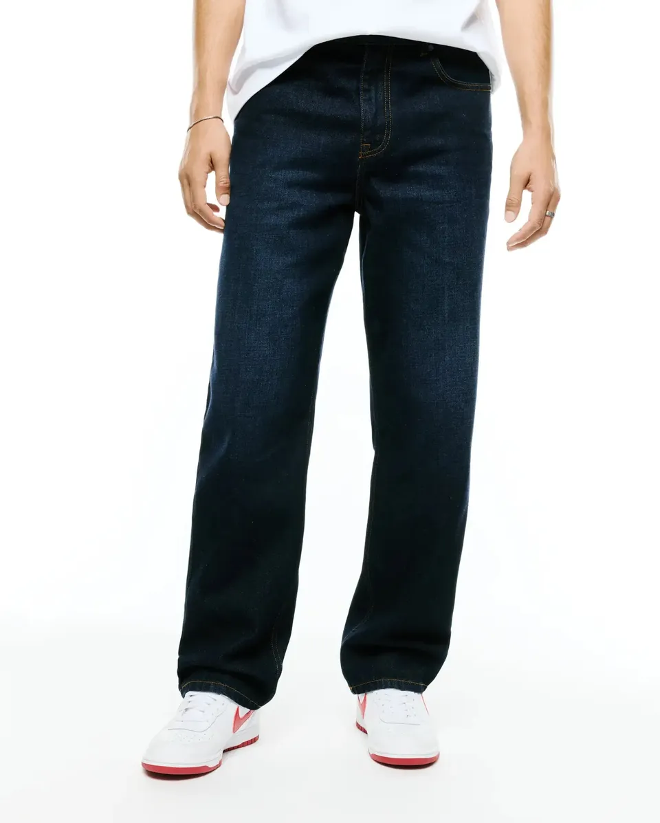 Psycho Bunny Men's Pants Beck Oversized jeans blu/nero in cotone