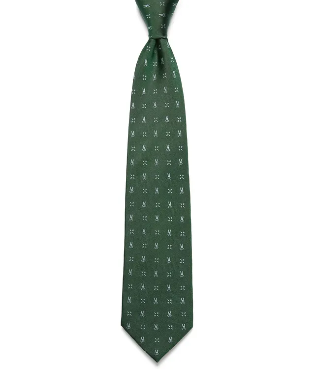 Psycho Bunny Accessories MENS BUNNY NEAT SILK TIE MO1700033 cravatta verde in seta