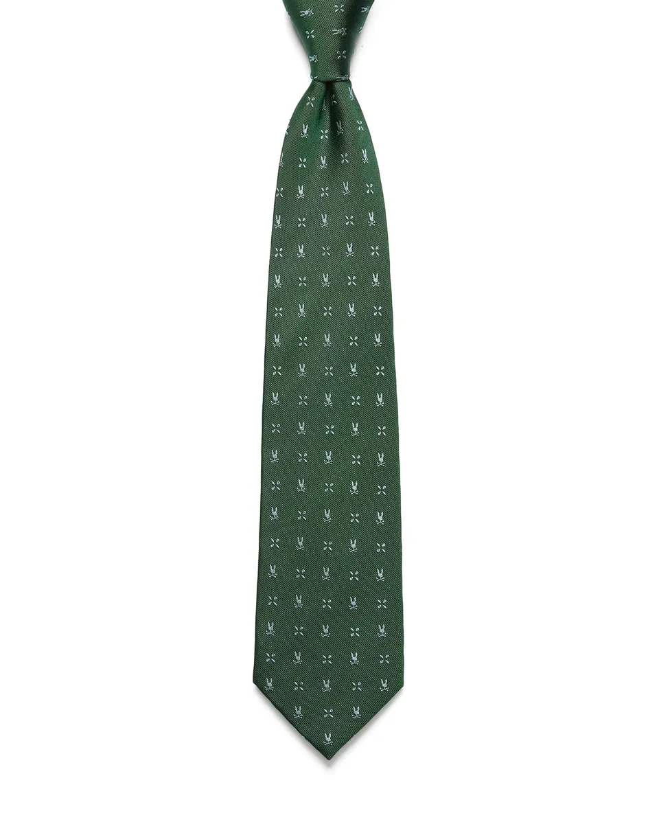 Psycho Bunny Accessories MENS BUNNY NEAT SILK TIE MO1700033 cravatta verde in seta