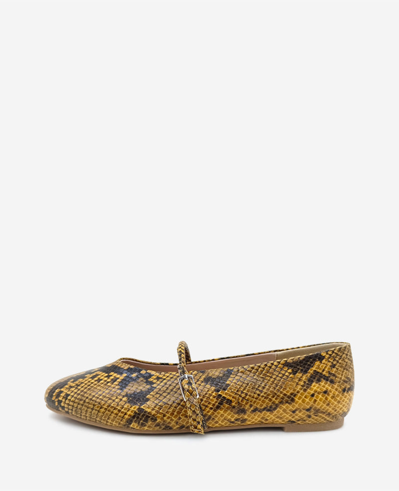Kenneth Cole Reaction Shoes Magnolia Snakeskin Leather Ballet Flat ballerine Brown Snake, pelle