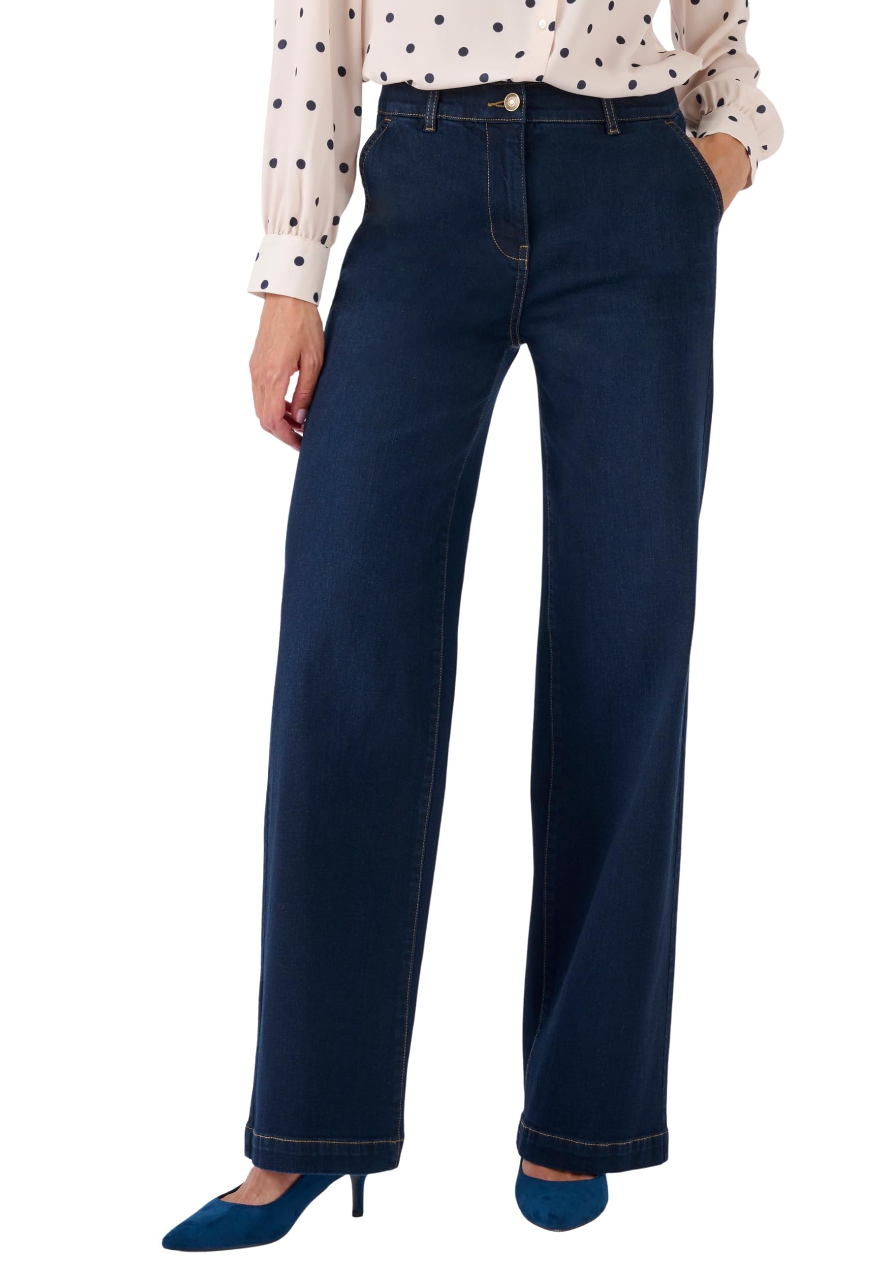 Damart Prêt-à-porter jeans donna gamba larga taglia 56 in cotone