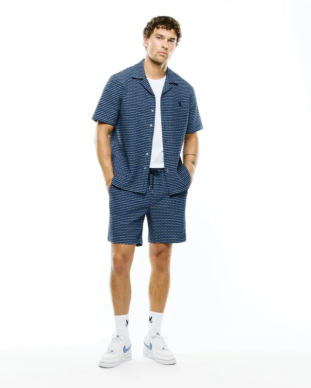 Psycho Bunny Men's Shorts Erik Raised Check Short 7" MB0700035 shorts blu navy