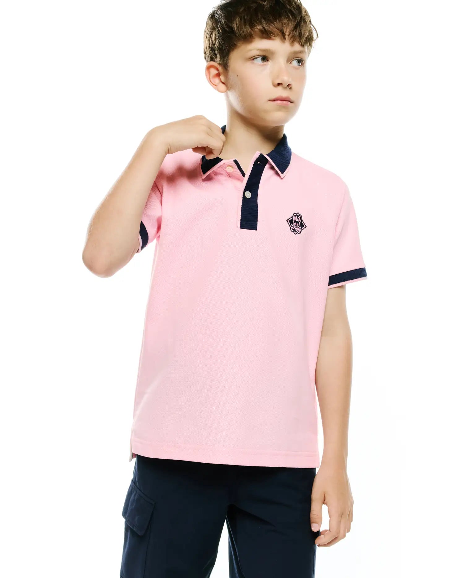 Psycho Bunny Kids Polo Shirts KIDS ROBIN PIQUÉ POLO - KT0100157 polo piqué Romance Rose 2T-XL cotone Pima