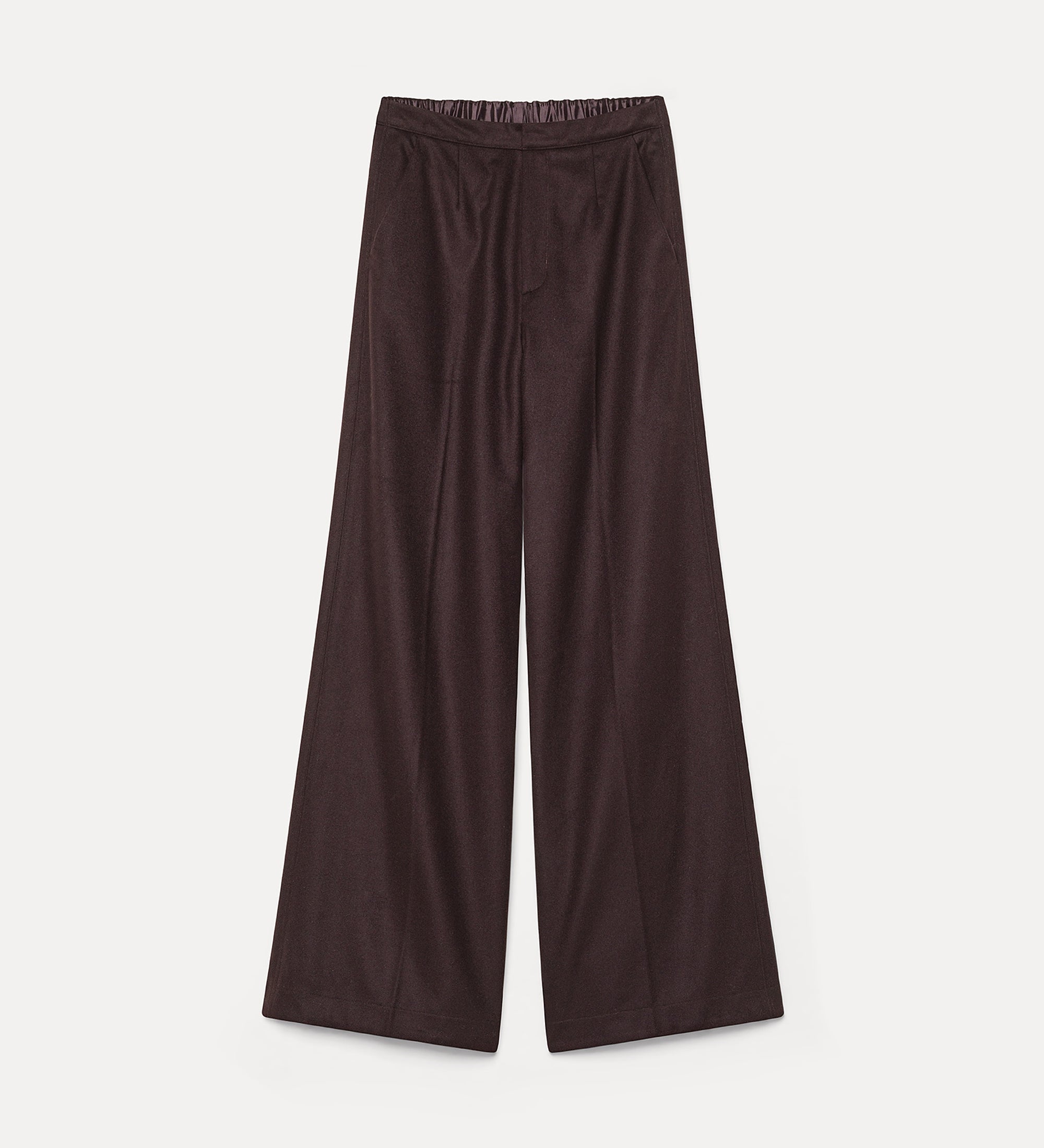 Forte pantaloni in misto lana a gamba ampia fondant