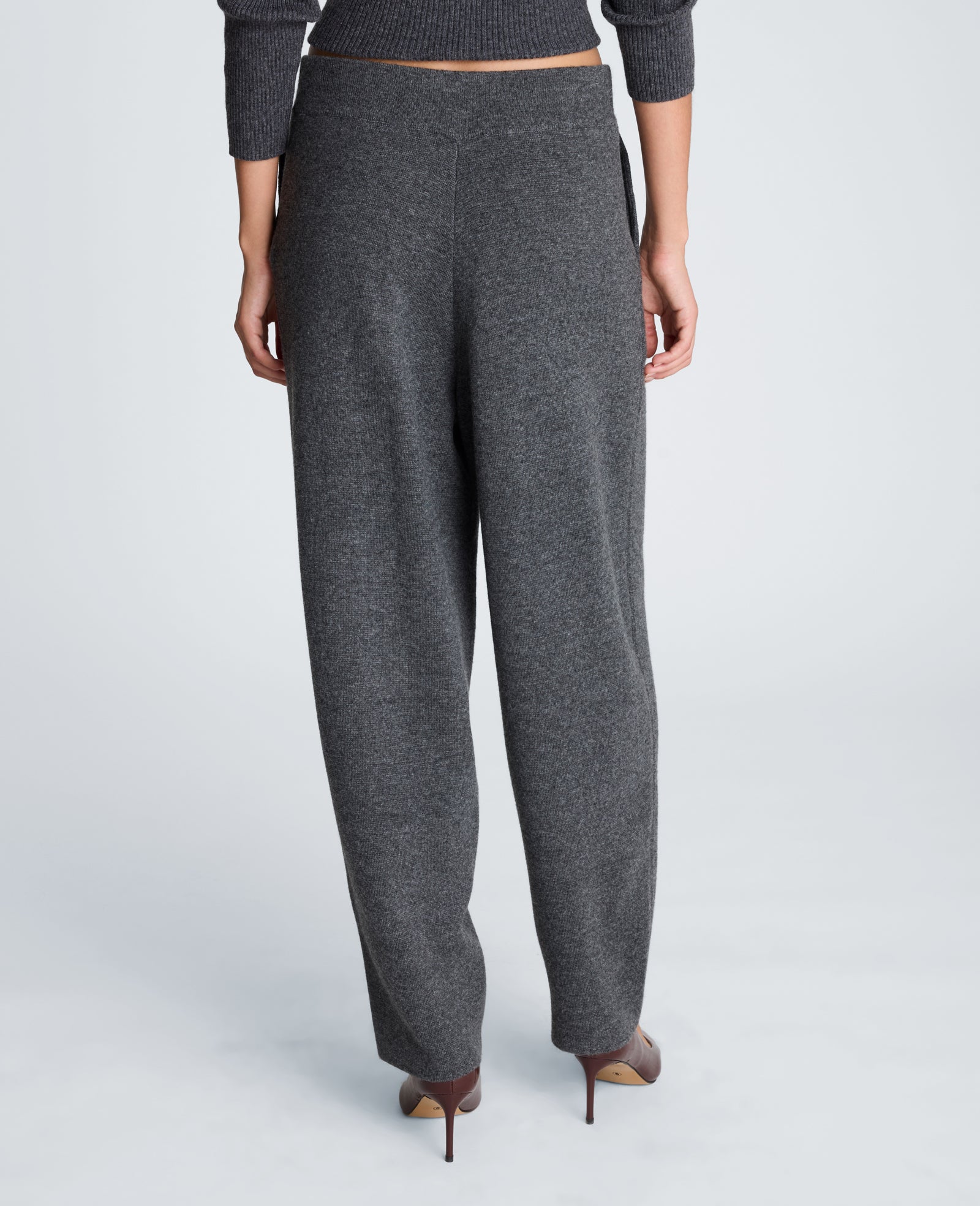 Kenneth Cole Reaction Clothing Barrel Leg Sweater Pull On Pant grigi lana cashmere
