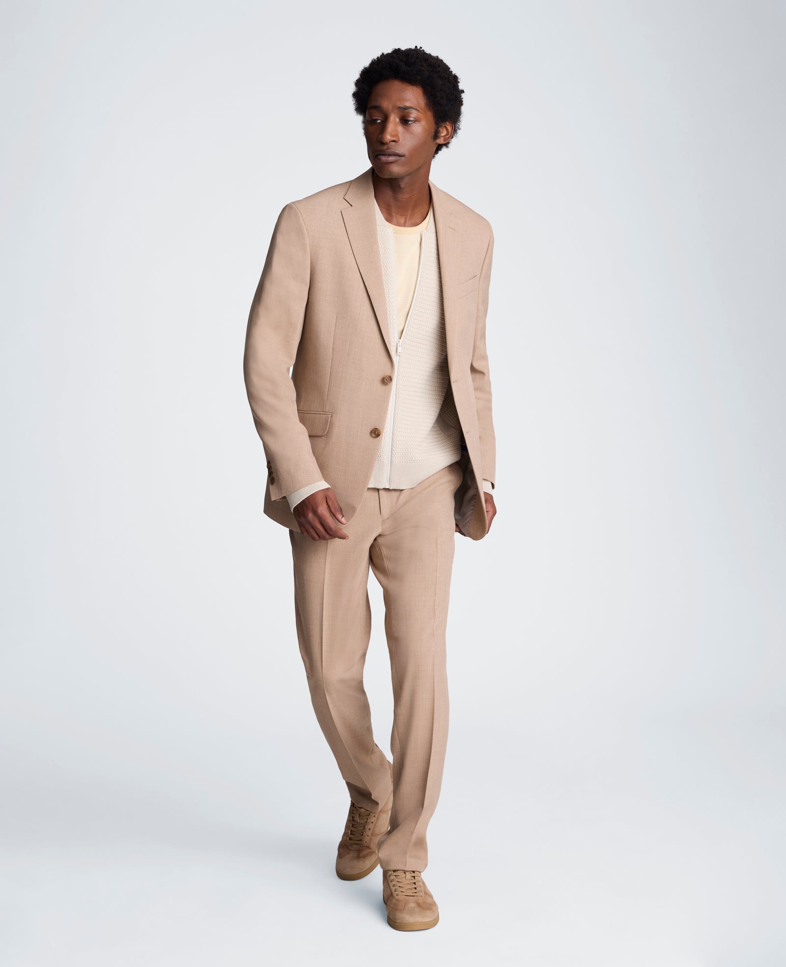 Kenneth Cole Reaction Clothing Ready Flex Slim Fit Nested Suit completo slim beige