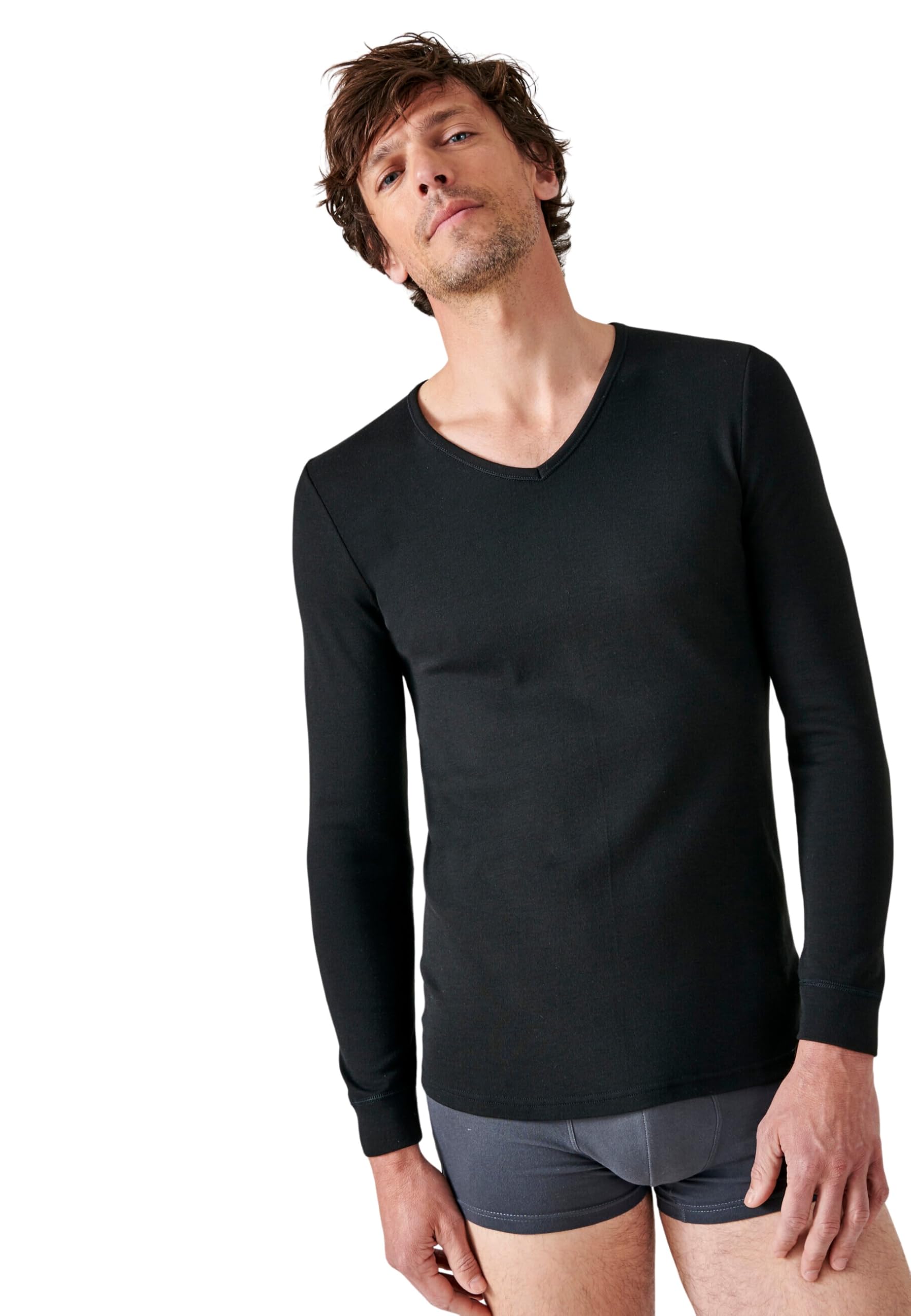 Damart Thermolactyl T-shirt uomo scollo a V maniche lunghe bianca S calore medio