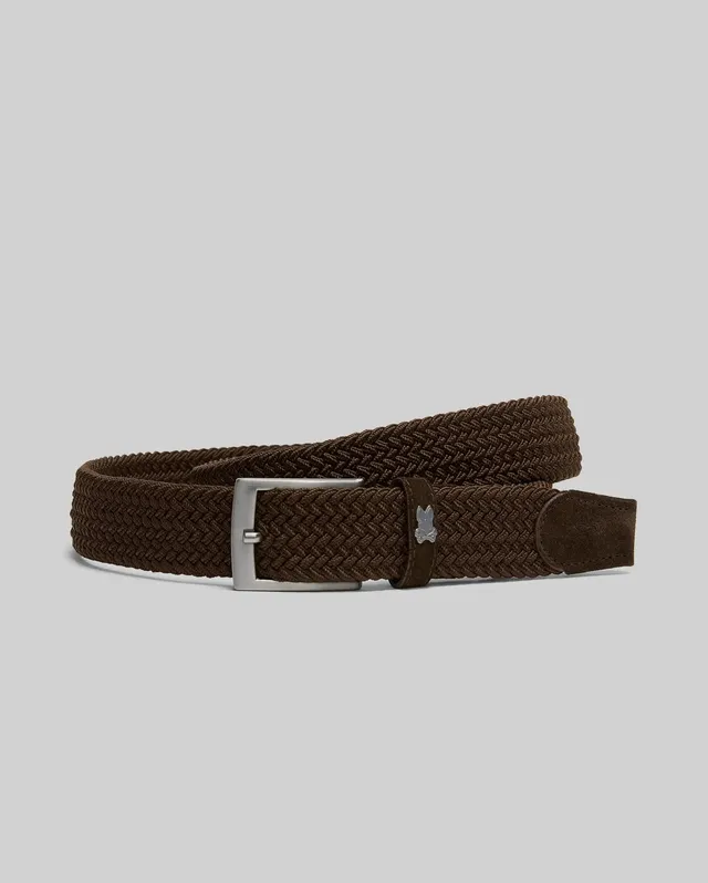 Psycho Bunny Accessories B6A890F200 cintura intrecciata marrone S/M