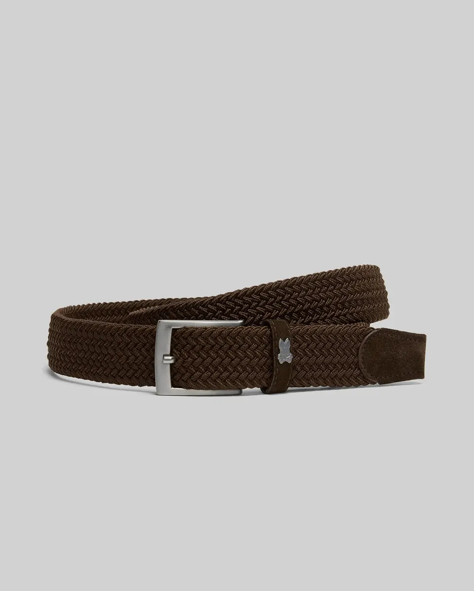 Psycho Bunny Accessories B6A890F200 cintura intrecciata marrone S/M