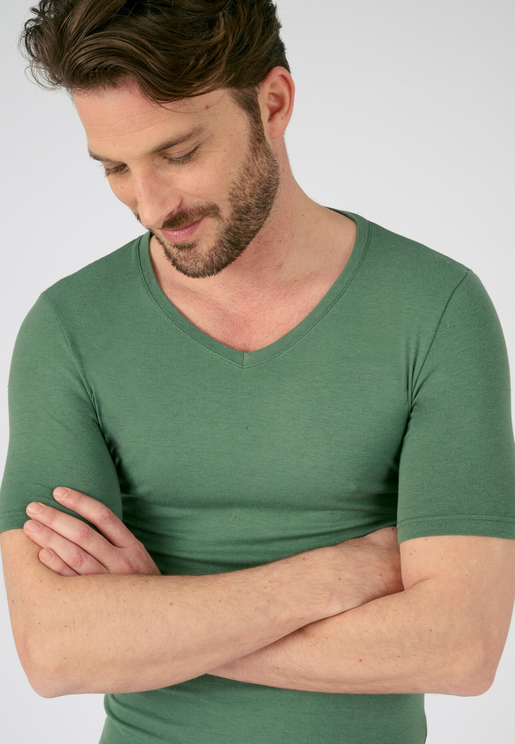 Damart Thermolactyl Sensitive maglietta uomo scollo a V maniche corte verde eucalipto S