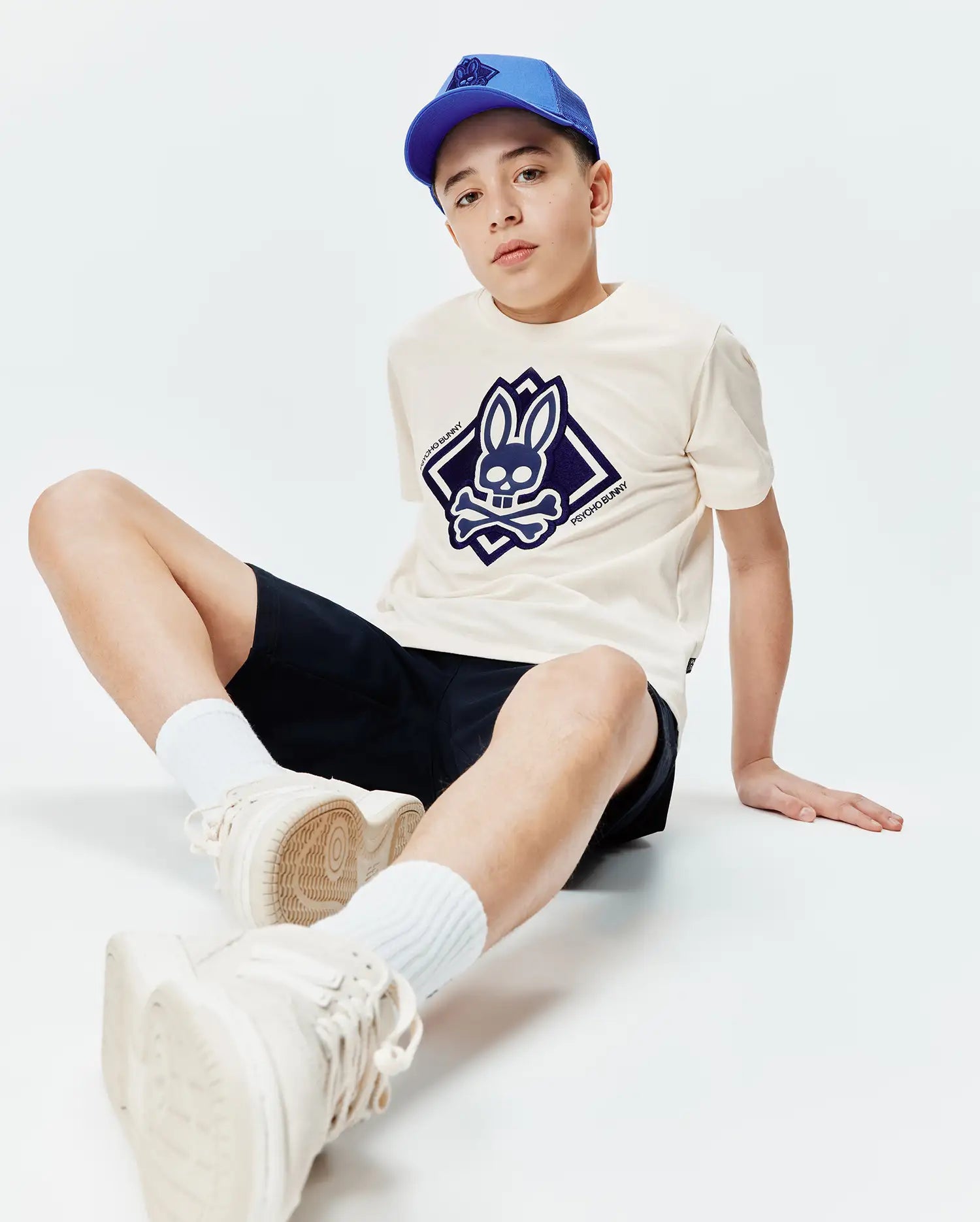 Psycho Bunny Kids Tees Tobias Graphic Tee maglietta bianca cotone Pima