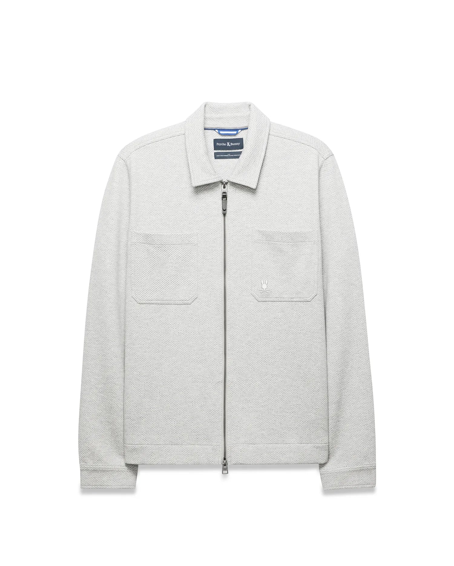 Psycho Bunny Jackets Marc Textured Overshirt sovracamicia grigia testurizzata