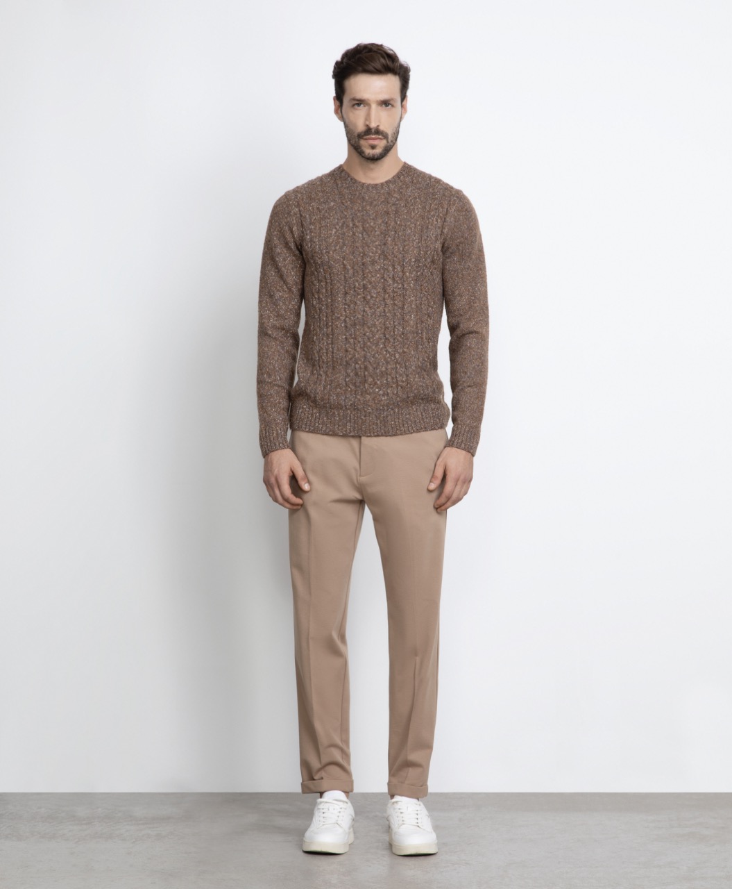 Markup Uomo Maglieria Girocollo mouliné con trecce