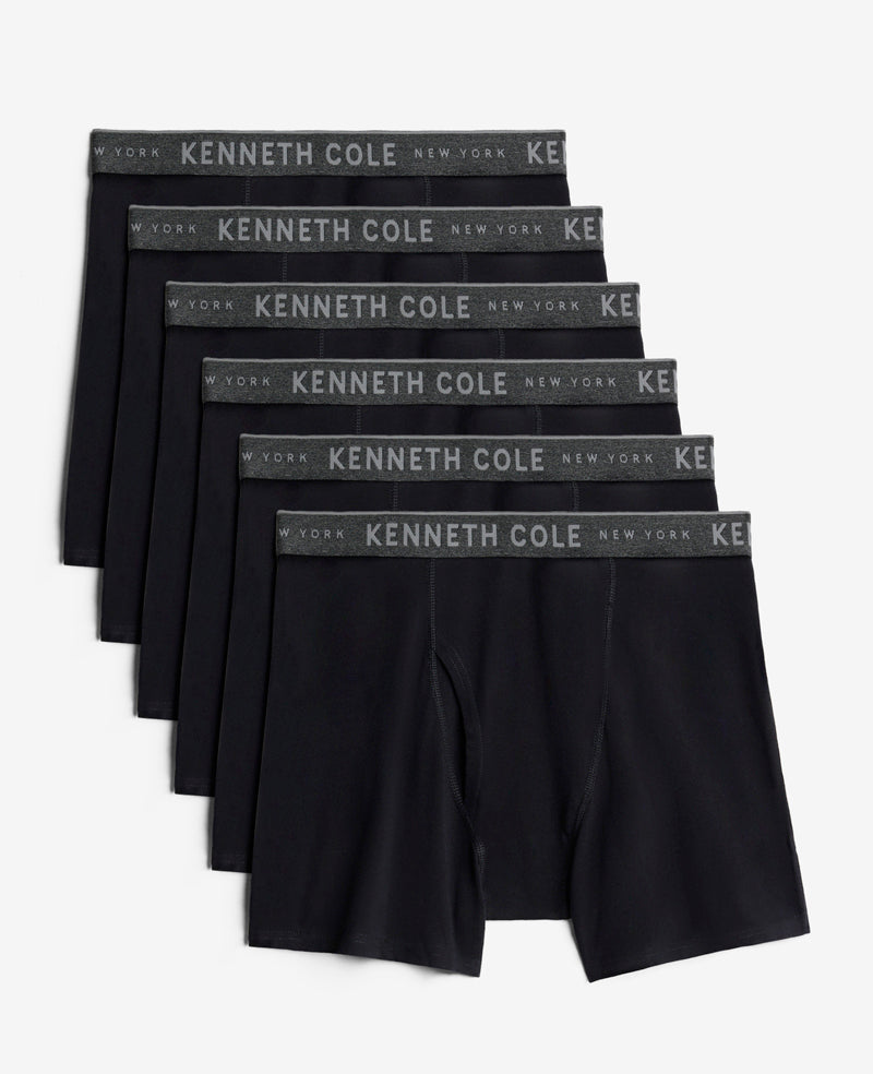 Kenneth Cole Reaction Clothing Cotton Stretch Boxer Briefs boxer uomo neri 6 pezzi cotone