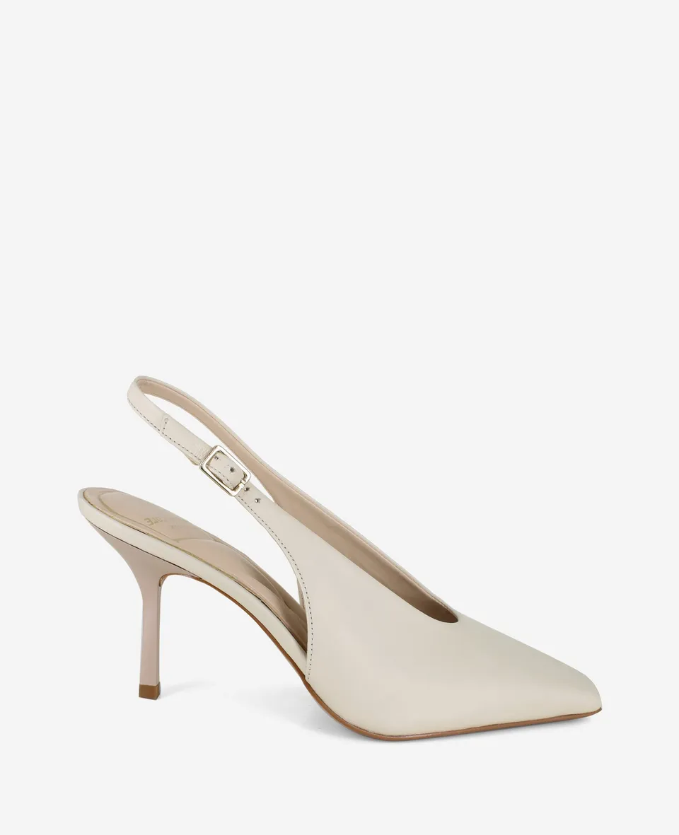 Kenneth Cole Reaction Shoes Aerial Leather Slingback Heel décolleté avorio in pelle