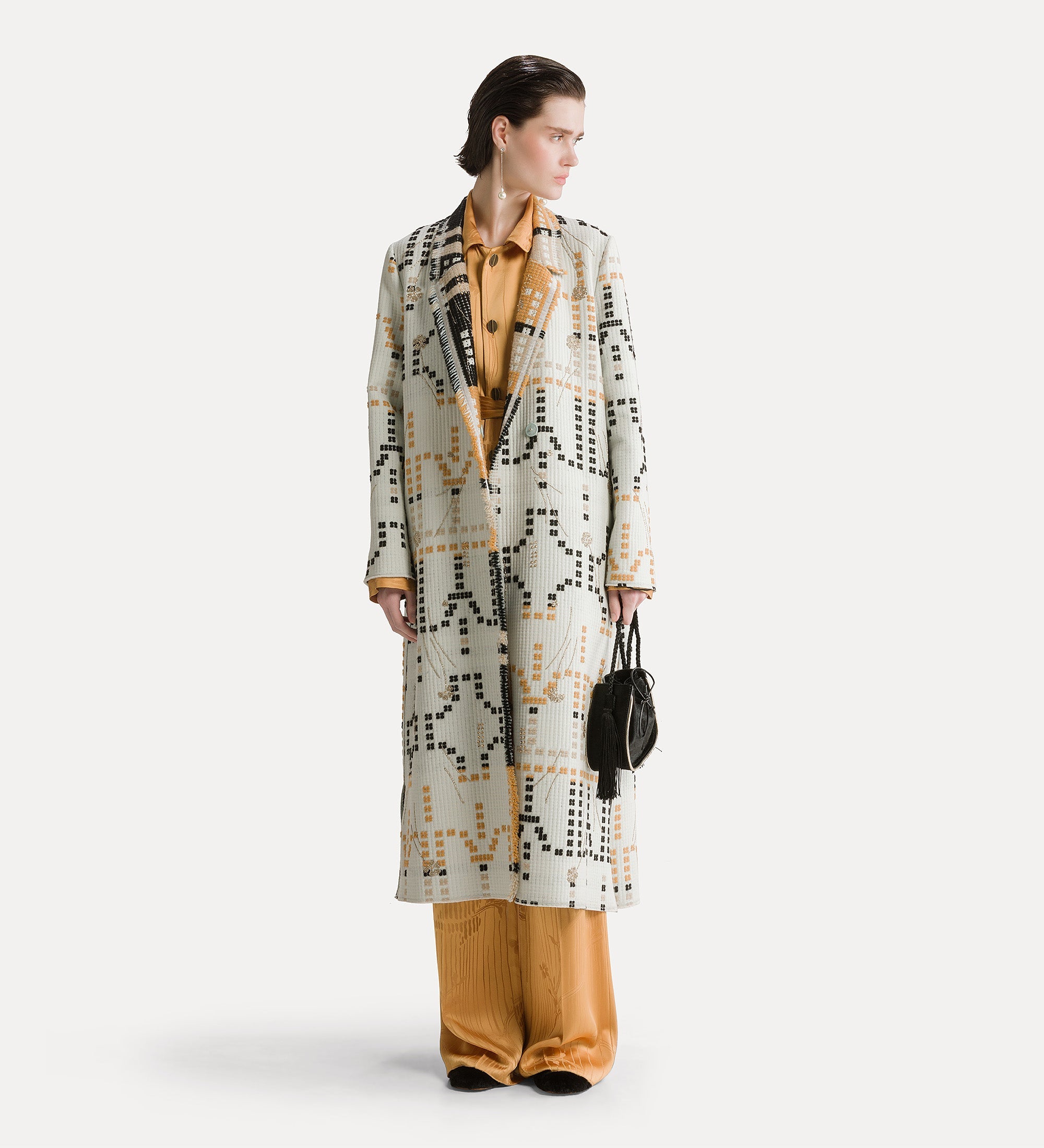Forte capispalla e kimono Samarcanda cappotto lungo opale jacquard