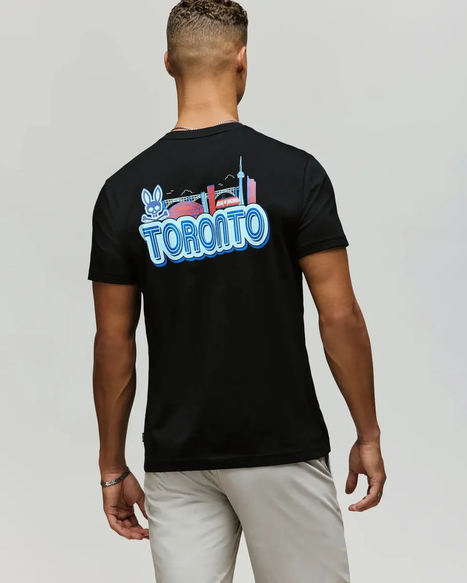 Psycho Bunny Men's Tees Toronto B6U383F200 t-shirt nera cotone Pima